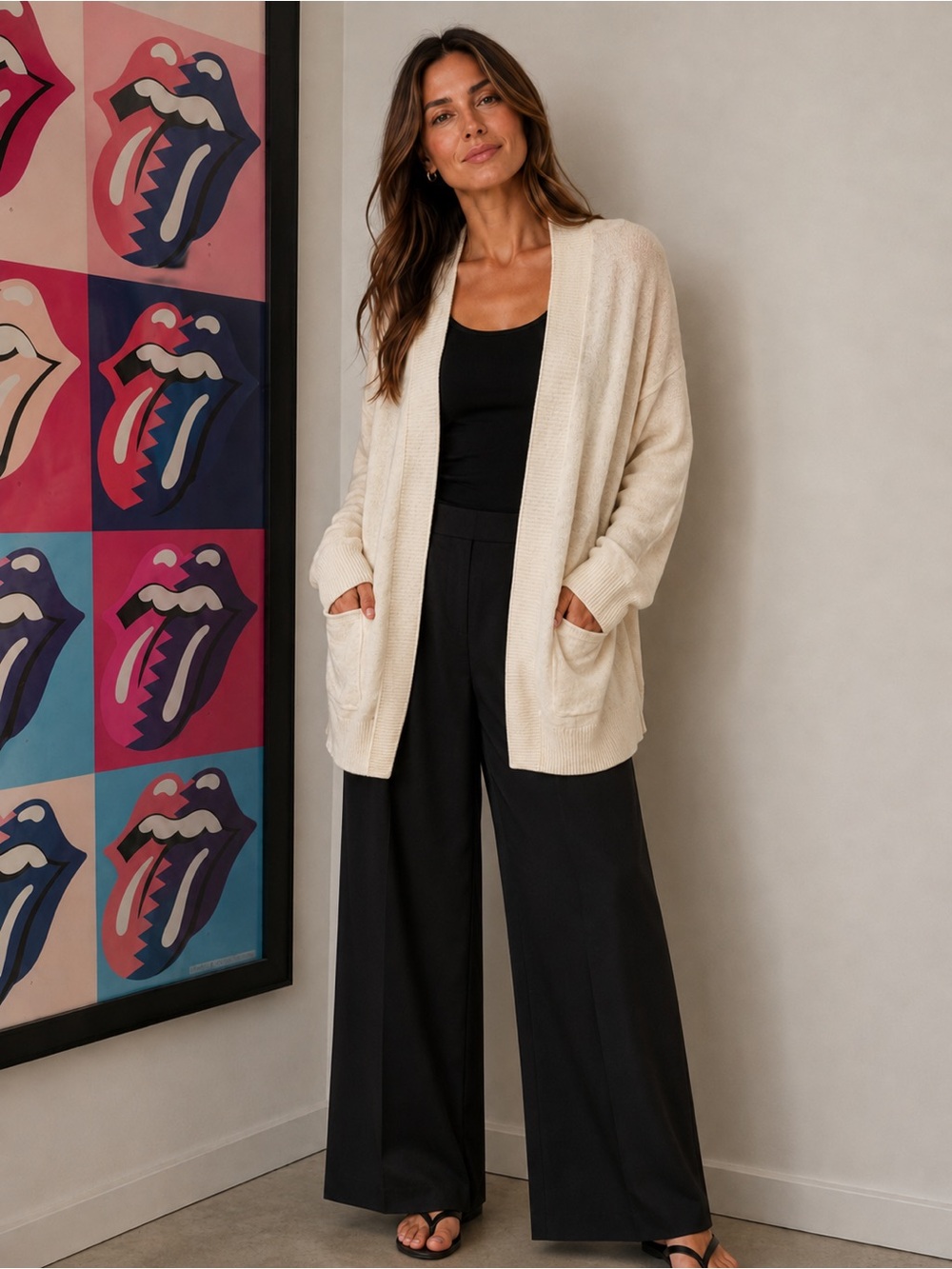 Madewell Cream Open-Front Pocket Knit Cardigan Sweater